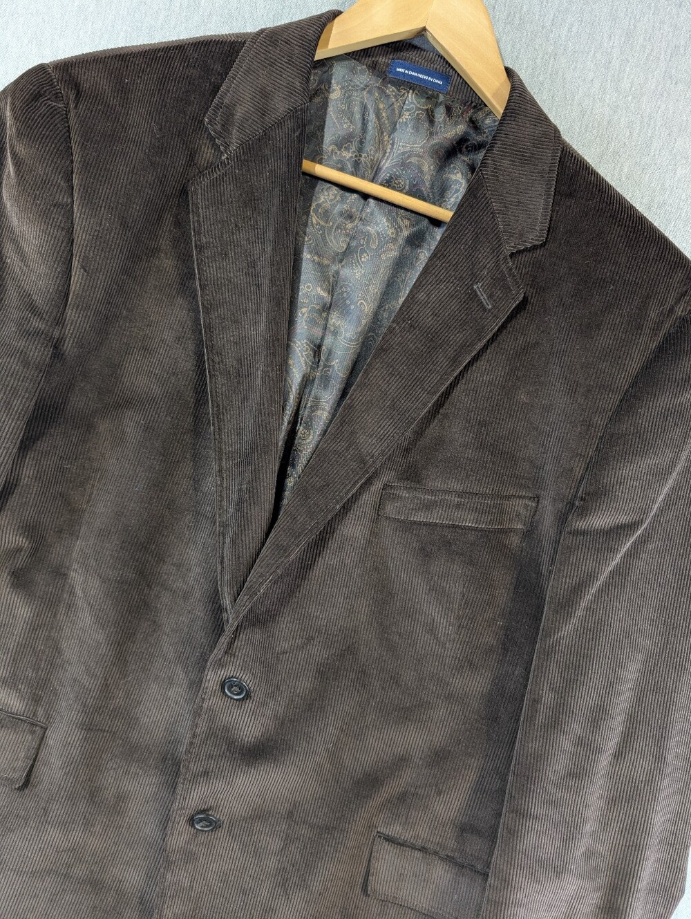 Stafford Essentials Corduroy Classic Fit Blazer Men's 48R Brown 2 Button
